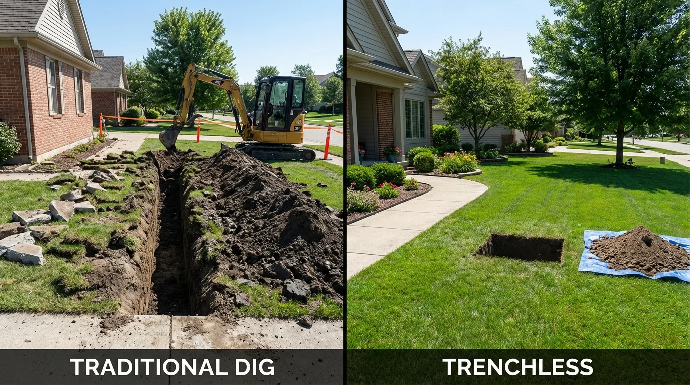 Trenchless sewer repair with minimal yard damage versus traditional excavation in Cloverdale, CA